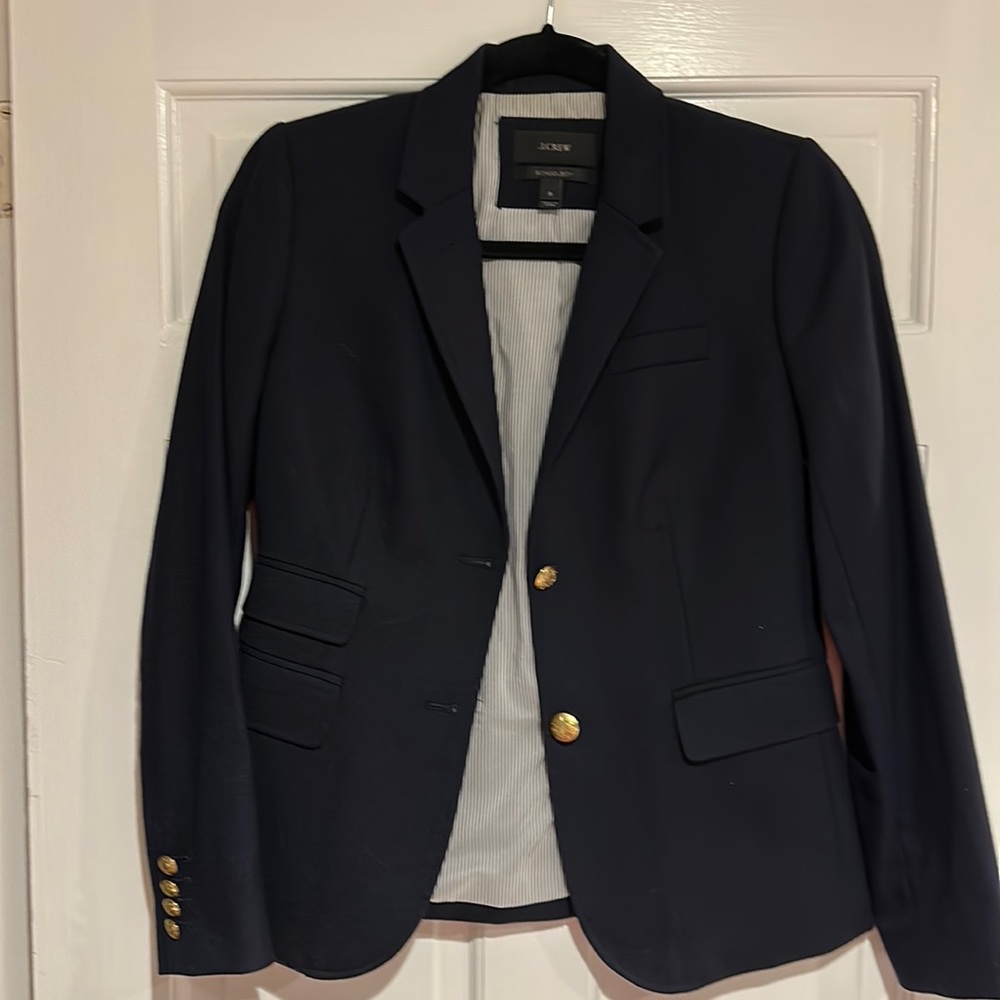 J Crew Navy Schoolboy Wool Blazer Size 0